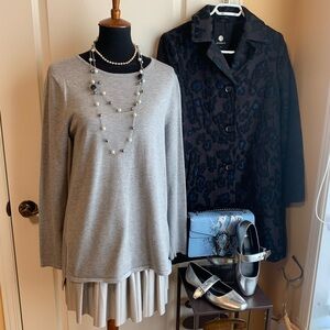 Joan Vass NY cozy grey sweater hi low